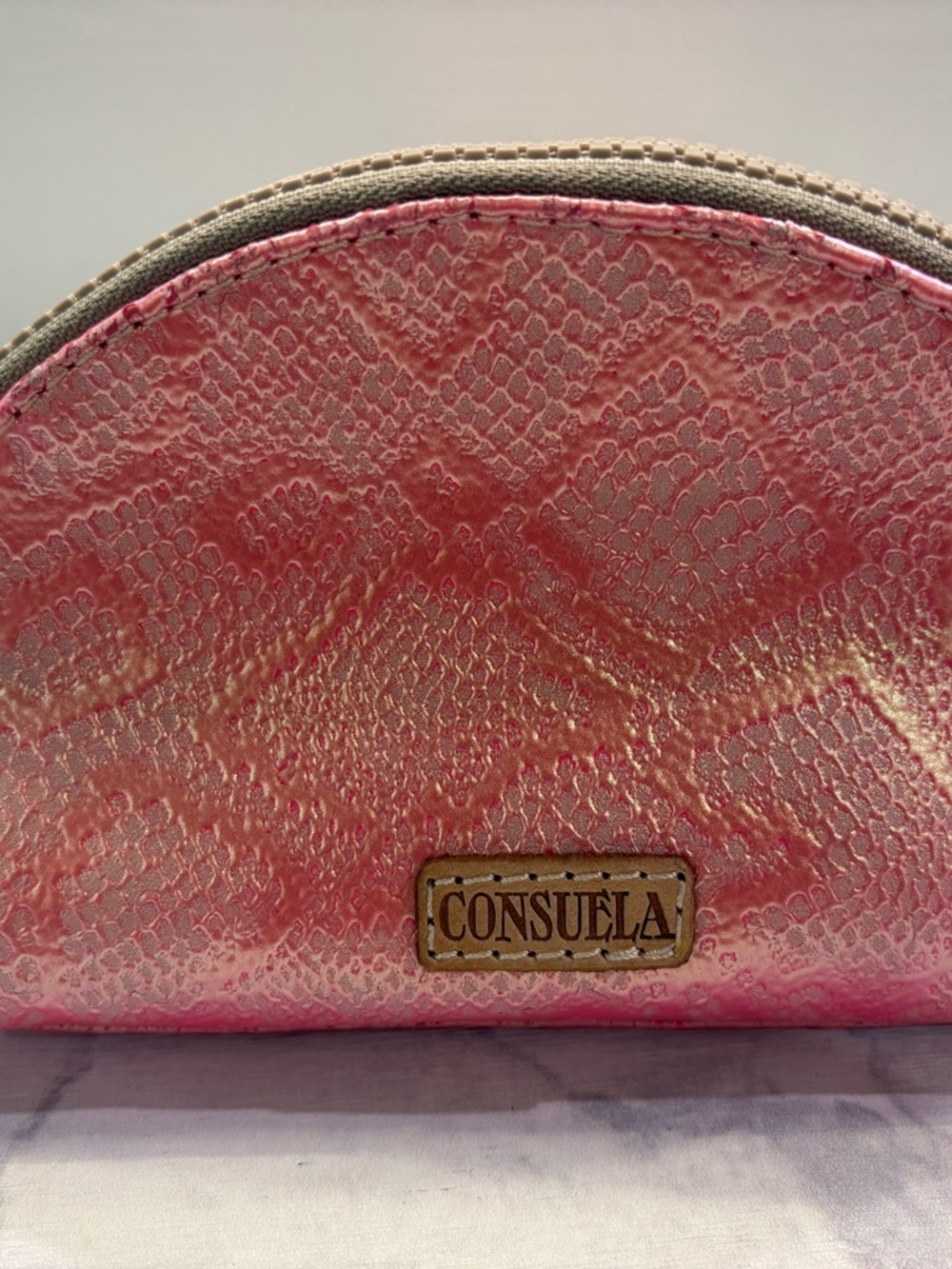 Consuela Pink Coral Embossed Leather Wallet